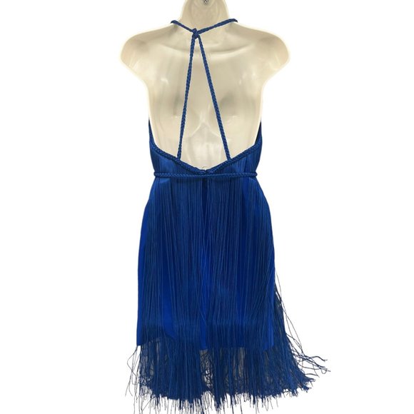 Free People Fringe Element Mini Bodycon Dress Blue Sleeveless Size S - Picture 2 of 16